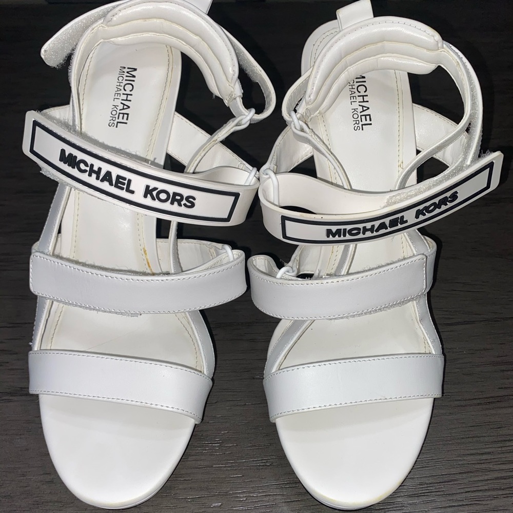Michael Kors Demi White Leather Strap Heels - Picture 2 of 6